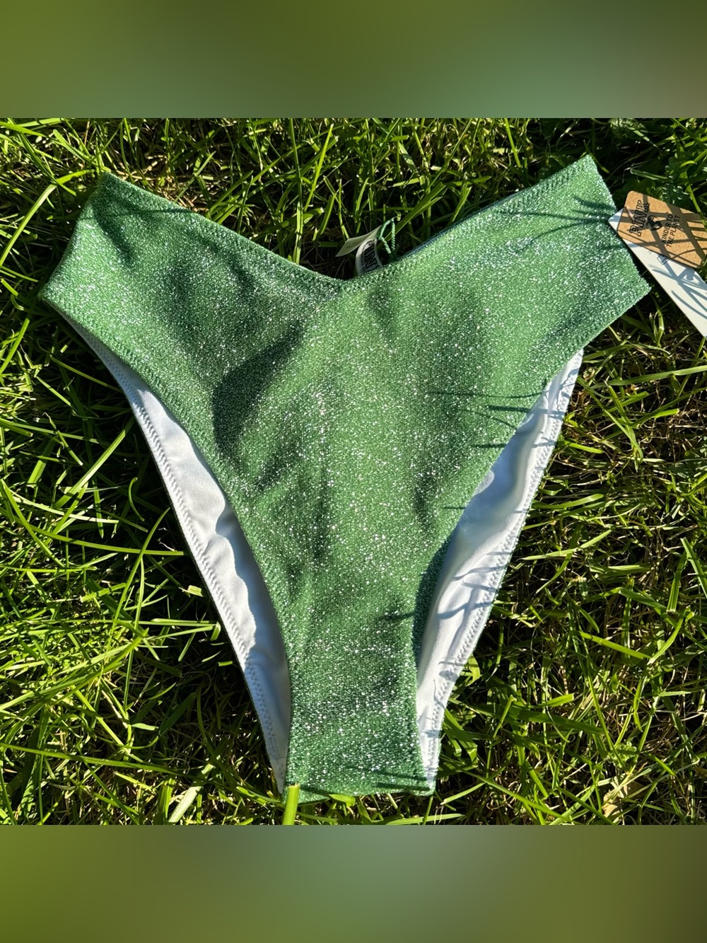 New PINK Shimmer High Waist Cheeky Bikini Bottom